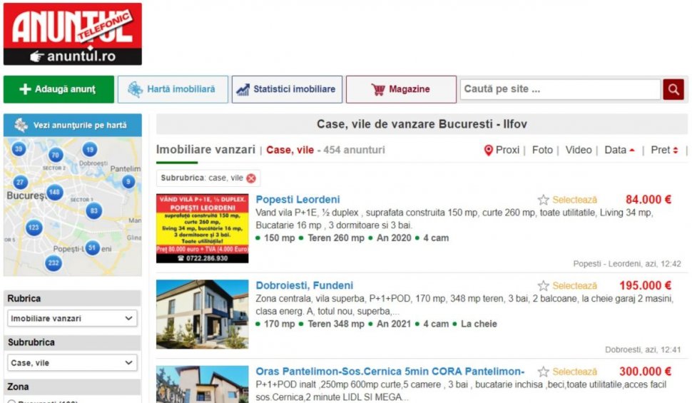 Ești în căutare de case de vânzare în București și Ilfov? Intră pe Anuntul.ro și alege dintr-o ofertă diversificată de anunțuri