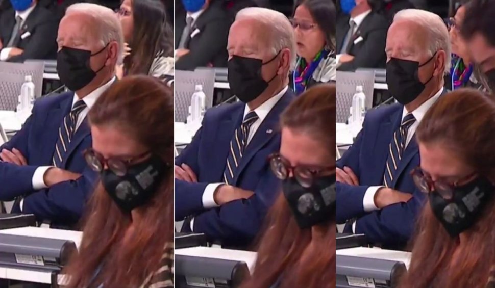 Joe Biden, surprins în timp ce ațipea înainte de discursul la COP26. Mesajul transmis de regina Marii Britanii