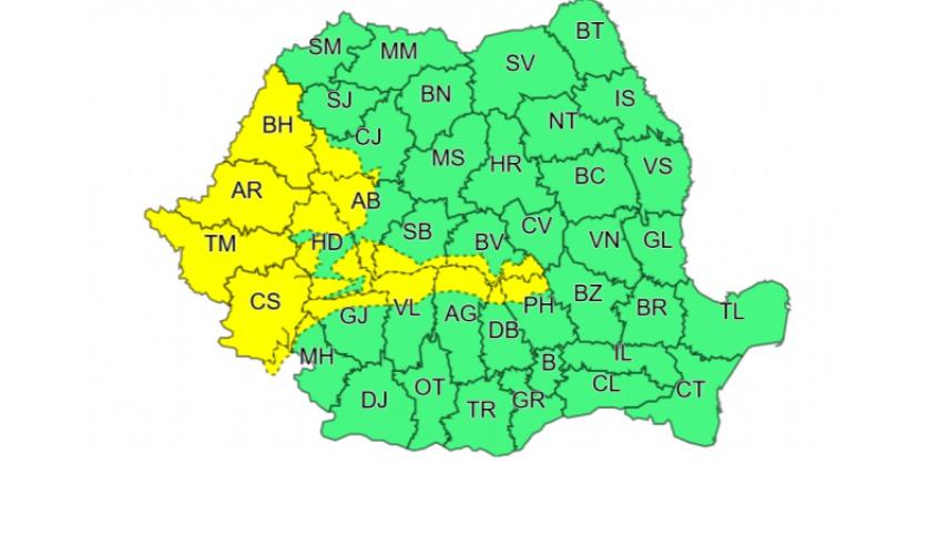Avertizare meteo cod galben de vânt şi informare de ploi însemnate, în aproape jumătate de ţară 734220