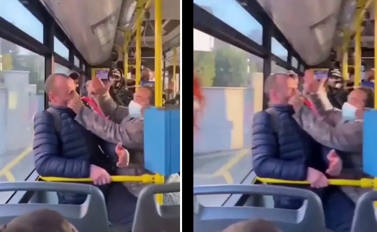 O călătoare curajoasă a pălmuit un antivaccinist, într-un autobuz, la Cluj-Napoca
