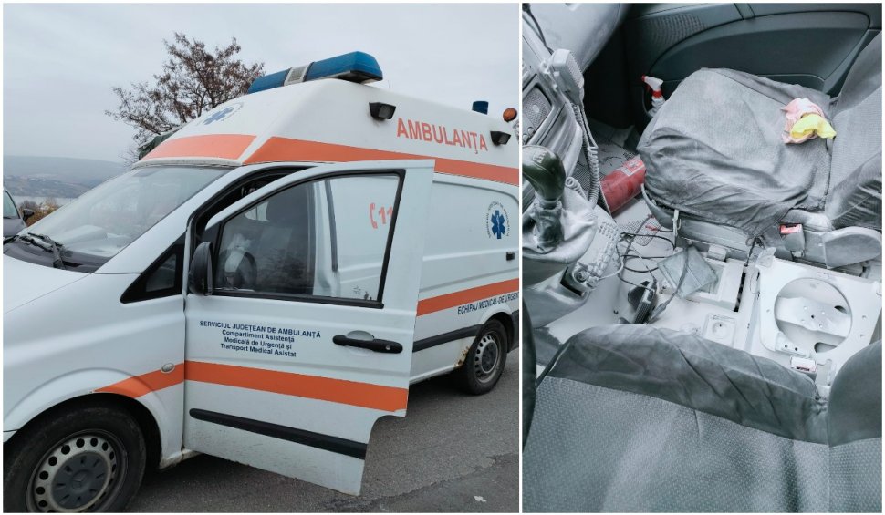 O ambulanță a luat foc în mers, în Suceava, luni dimineaţă