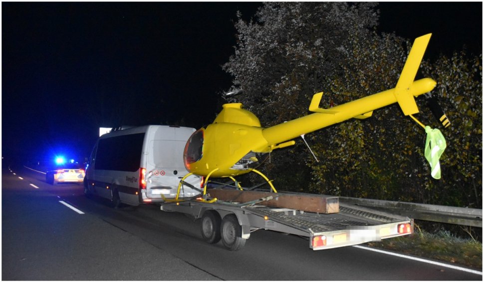 Un șofer român a fost oprit de poliție în Germania, din cauza unui transport mai puțin obișnuit: un elicopter
