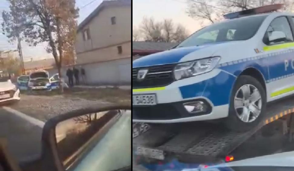 Maşină de poliţie, aflată în misiune, implicată într-un accident la Galaţi, după ce un şofer a făcut o depăşire riscantă 736486