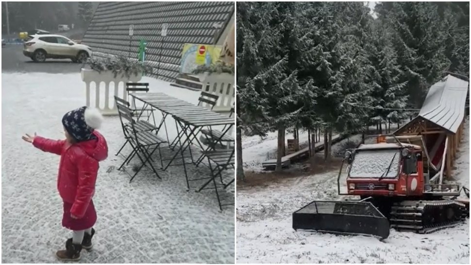 Bucuria primei zăpezi, surprinsă în imagini în staţiunea Cavnic