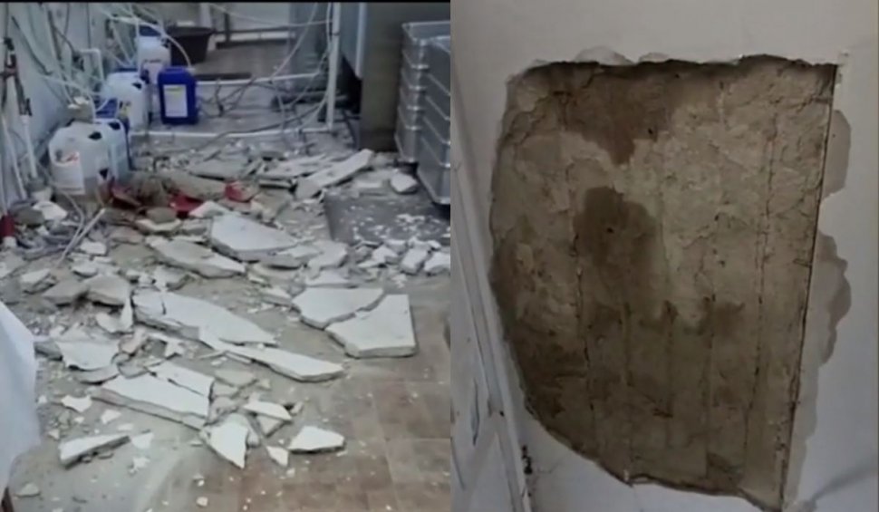 O bucată din tavanul spitalului din Lugoj s-a prăbușit