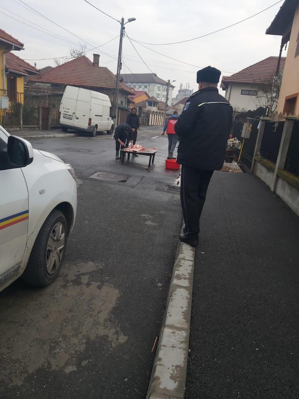 "Doar în România poți vedea așa ceva!". Cum a tăiat o familie din Târgu Jiu porcul în mijlocul străzii  740100