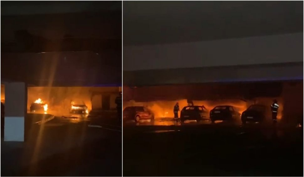 Incendiu devastator în Constanţa. 36 de maşini distruse, sute de locatari evacuaţi