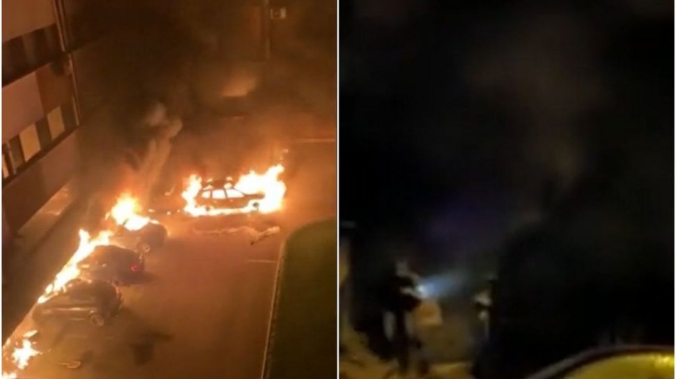 Incendiu Constanța. Mașini care explodează și oameni care fug din calea flăcărilor, într-o parcare subterană