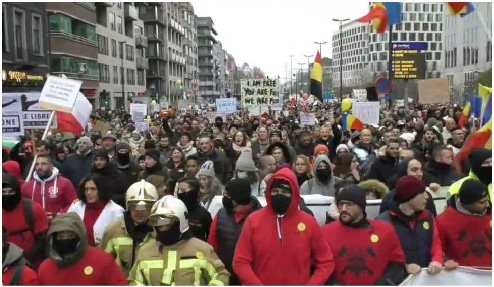 Proteste cu mii de români la Bruxelles față de măsurile anti-COVID