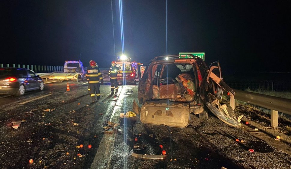 Șase mașini, dintre care trei TIR-uri, implicate înt-un accident pe autostrada Sebeș-Deva