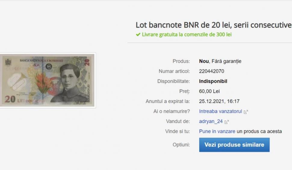 Bancnota de 20 de lei, vândută pe internet la o lună de la intrarea în circulație 742802