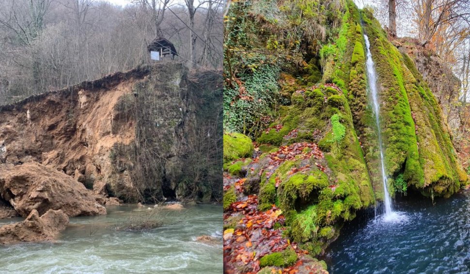 Situație ca la Bigăr: O bucată de stâncă s-a prăbuşit lângă cascada Vadu Crişului: ”Apa erodează travertinul”