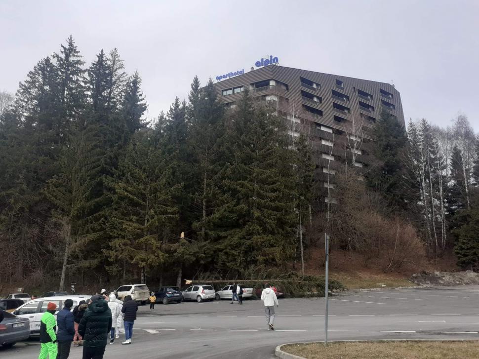 Un brad a căzut peste trei mașini parcate în Poiana Brașov. Proprietarii au o pagubă de mii de euro 744607