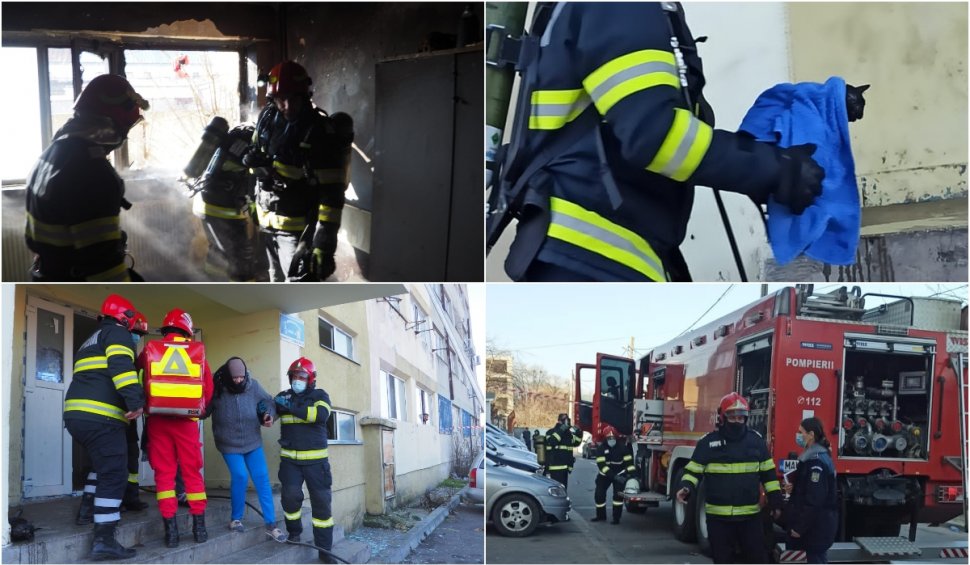 20 de oameni și o pisică, salvaţi de pompieri dintr-un incendiu la un bloc din Alexandria, Teleorman
