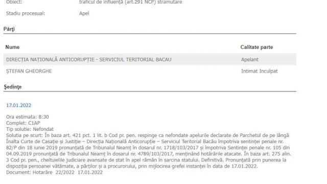 Fostul primar Gheorghe Ștefan "Pinalti", achitat definitiv în două dosare de corupție 746142