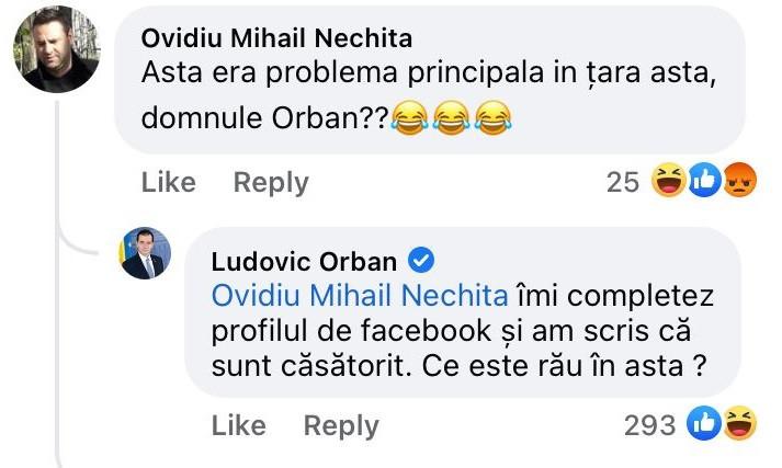 Festival de comentarii pe pagina de Facebook a lui Ludovic Orban: "Vărule, îţi arde de măritiş?" 746615
