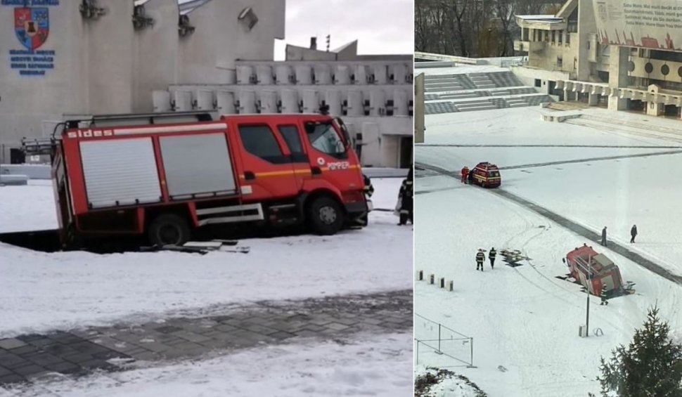Noua fântână arteziană din Satu Mare, distrusă de o maşină de Pompieri înainte de inaugurare