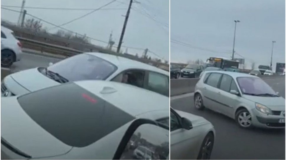 Șofer care conducea pe contrasens pe DN1, blocat de ceilalți participanți la trafic