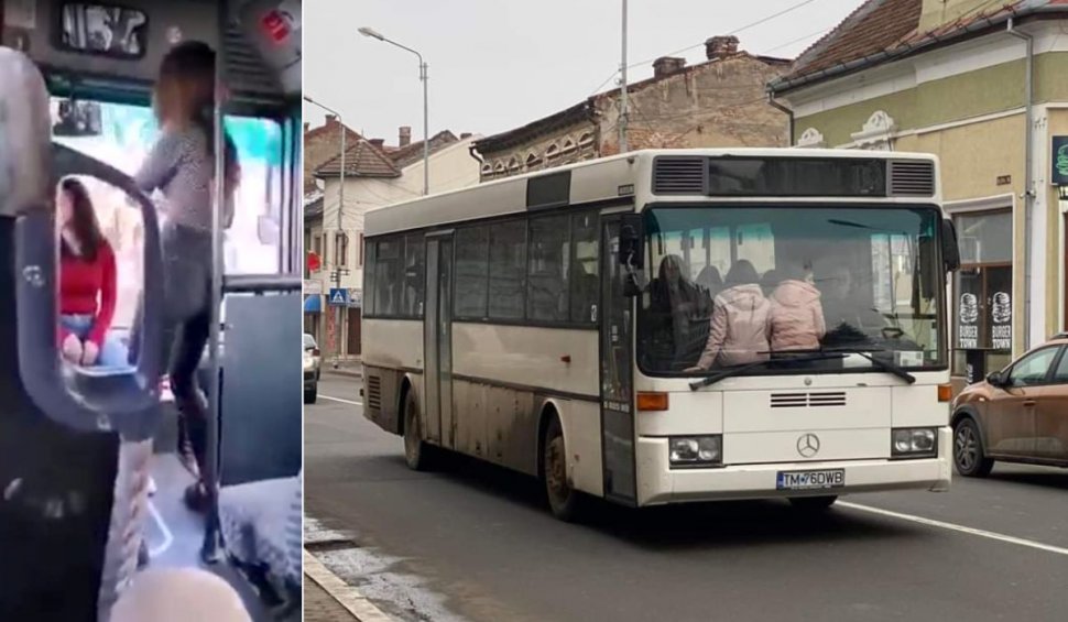 Adolescente din Lugoj dansează pe manele, pe bordul autobuzului cu care se întorc de la școală: ”Șoferul le lasă, e clar”