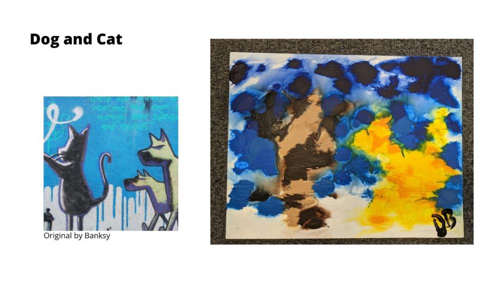 Tablourile create de un câine ”neînțeles”, care încearcă să-și găsească o casă, vor fi vândute pe internet 748284