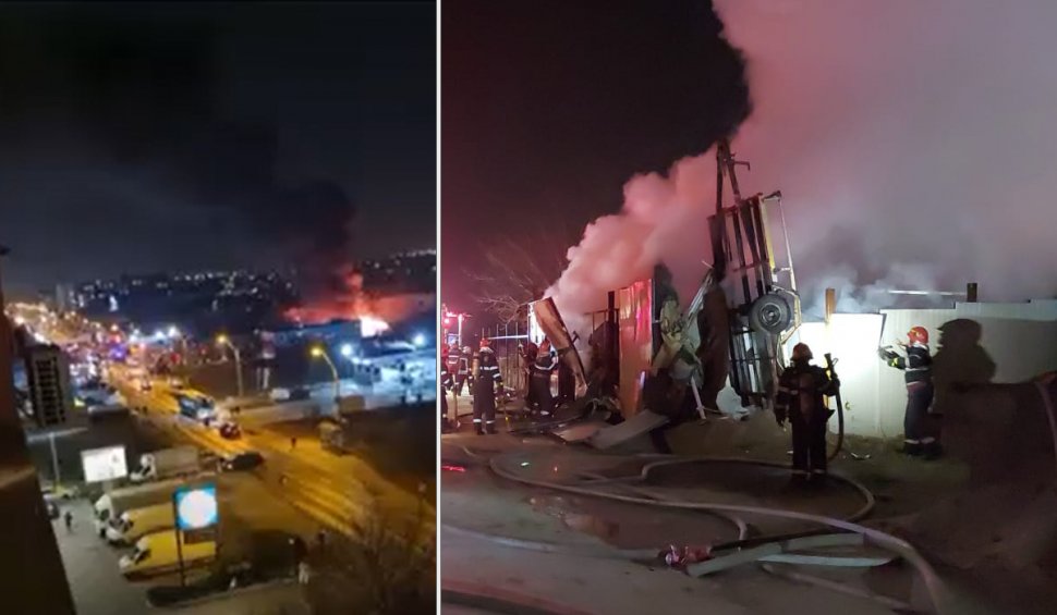 Incendiu puternic în Bucureşti. 15 maşini de pompieri şi ambulanţe, mobilizate