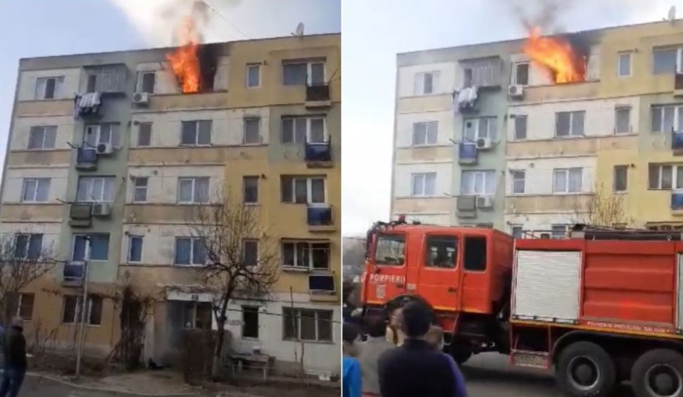 Incendiu uriaş la Tecuci | Un bloc a luat foc după ce oamenii au făcut grătar în uscător