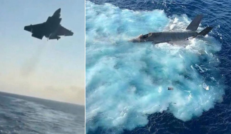 Prăbușirea de pe portavionul Carl Vinson: noi imagini arată cum avionul F-35 ia foc la impact. Oficialii americani au confirmat că sunt autentice