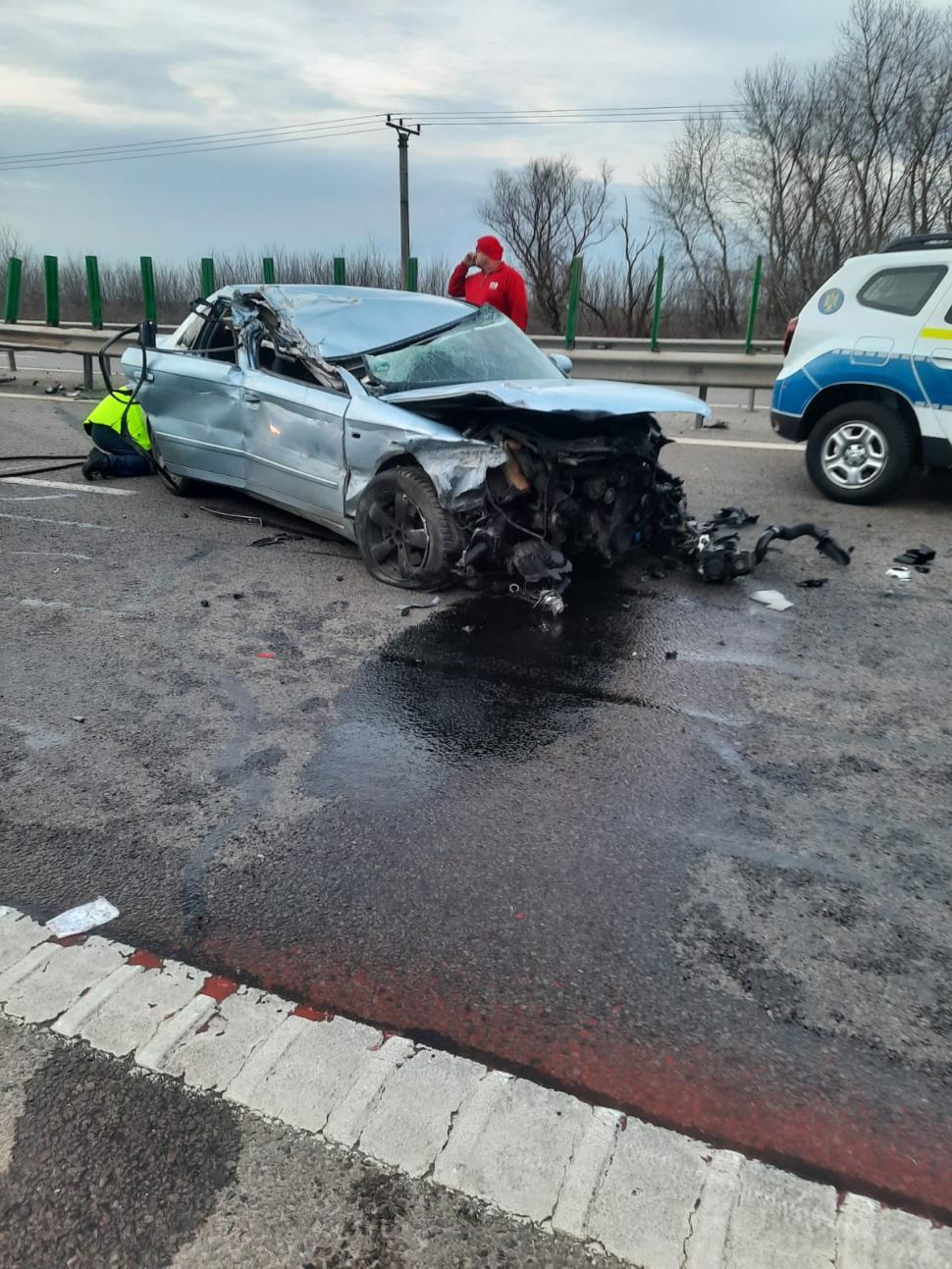 Trafic blocat pe A2 București-Constanța în urma unui accident. A fost solicitat elicopterul SMURD 749504