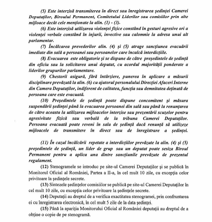 Proiect pentru sancționarea parlamentarilor violenți. Cum s-ar putea modifica Regulamentul Camerei Deputaților | Document 749811