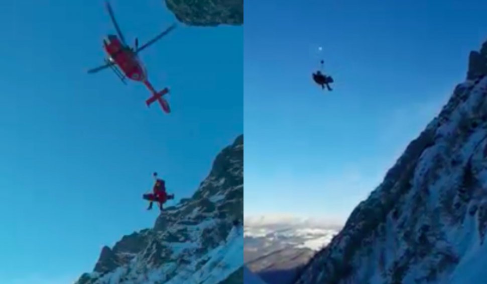Alpinistă căzută de la 250 de metri în Bucegi, salvată cu un elicopter. Avertismentul transmis de Salvamont Prahova