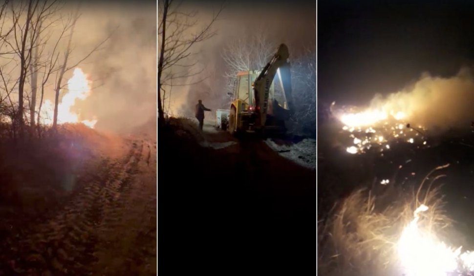 Incendii puternice de vegetație în două comune din Dolj. Sătenii au sărit în ajutorul pompierilor pentru a stinge focul