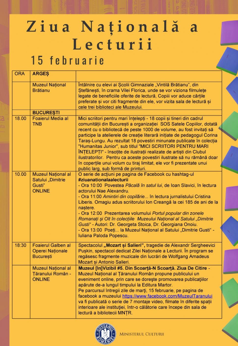 Ministrul Culturii, mesaj de Ziua națională a lecturii: ”Vă îndemn să sărbătoriți prin redescoperirea plăcerii de a citi” 750965