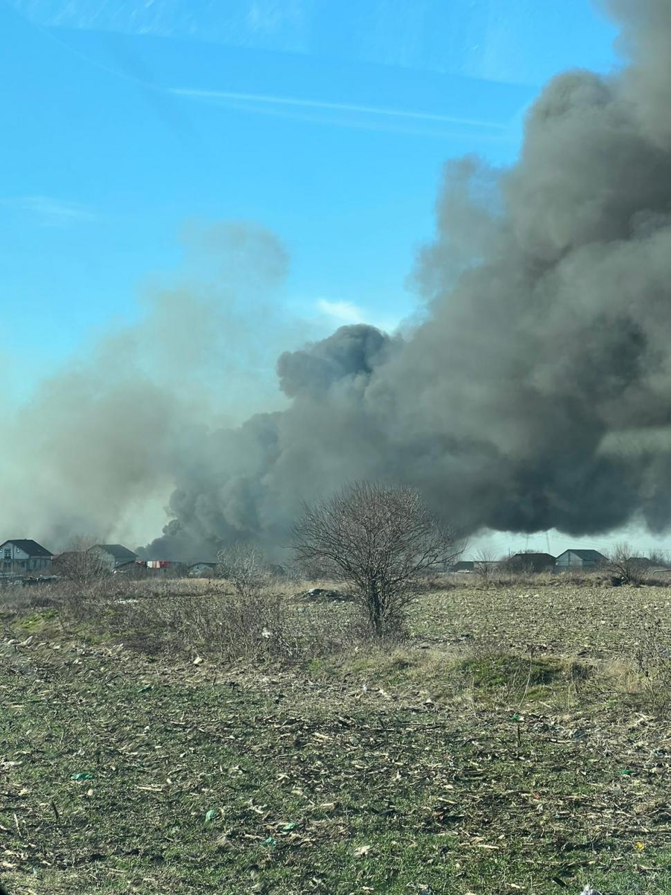 Incendiu de proporţii, în apropiere de Capitală. Deşeuri toxice, arse pe câmp 751754