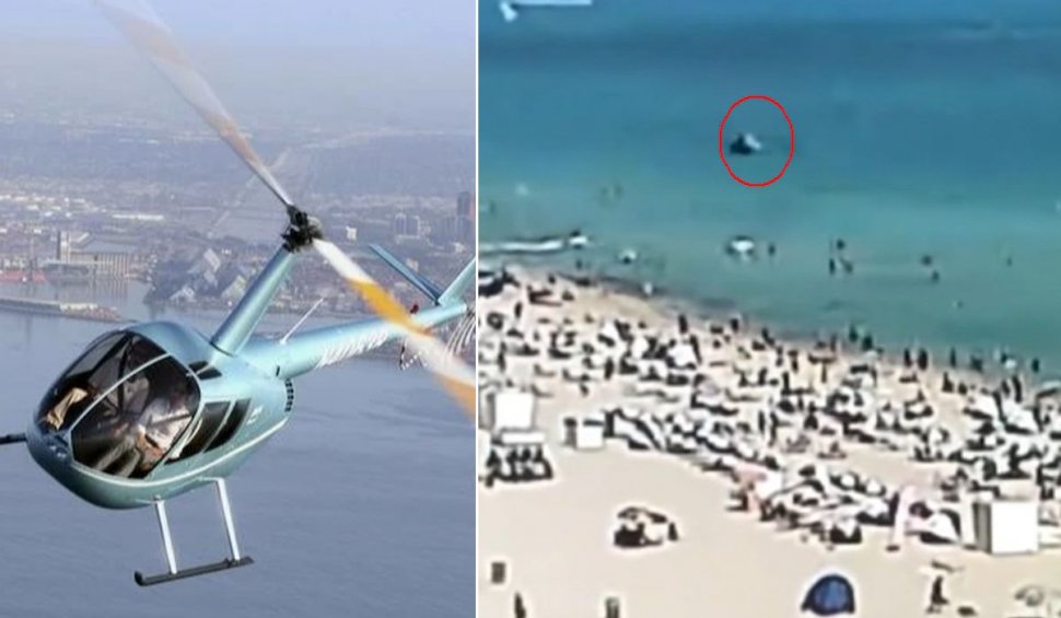 Elicopter cu polițiști, filmat în timp ce se prăbușește în apă, lângă o plajă aglomerată din SUA. Un polițist a murit