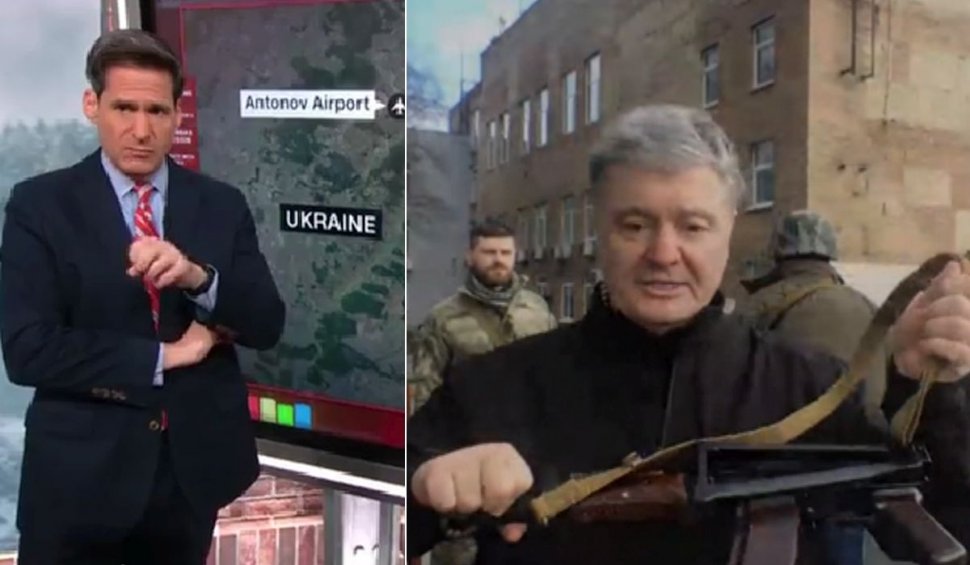 Fostul președinte ucrainean, Petro Poroșenko, la CNN, cu un Kalașnikov în mână
