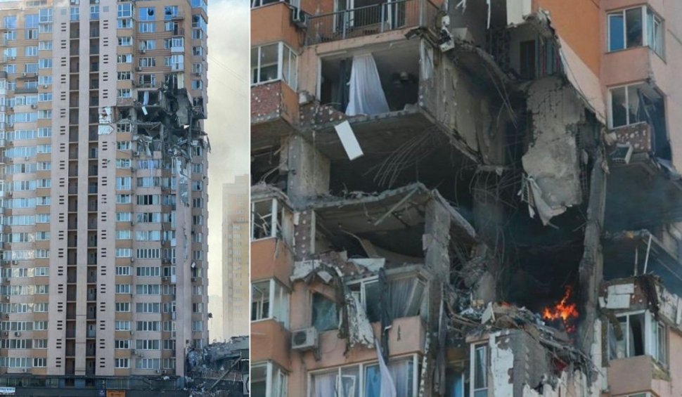 Doi oameni au murit în blocul lovit de o rachetă lansată de ruşi în Kiev