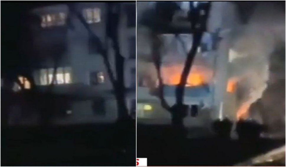 Momentul în care un bloc a fost lovit de o rachetă, iar flăcările au cuprins toată clădirea | Oamenii se uită neputincioşi la dezastrul lăsat în urmă, în Ucraina