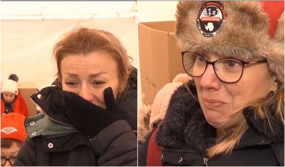 Disperare la graniţă: mame din Ucraina, panicate, cu bagajele într-o mână şi cu copiii în cealaltă, vin şi se încălzesc în corturi