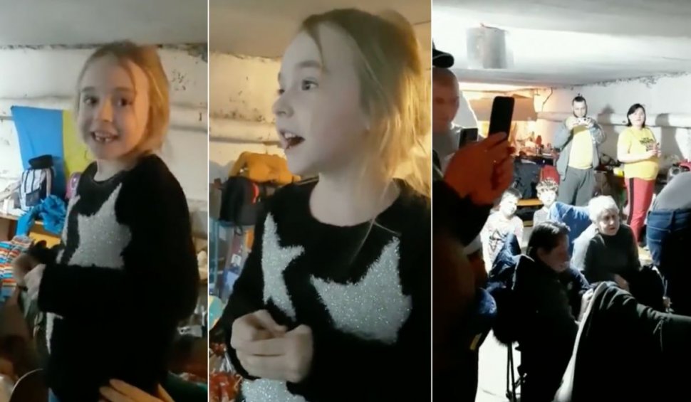 Raza de speranță dintr-un buncăr din Ucraina: O fetiță cântă o melodie din ”Frozen” sub privirile refugiaților