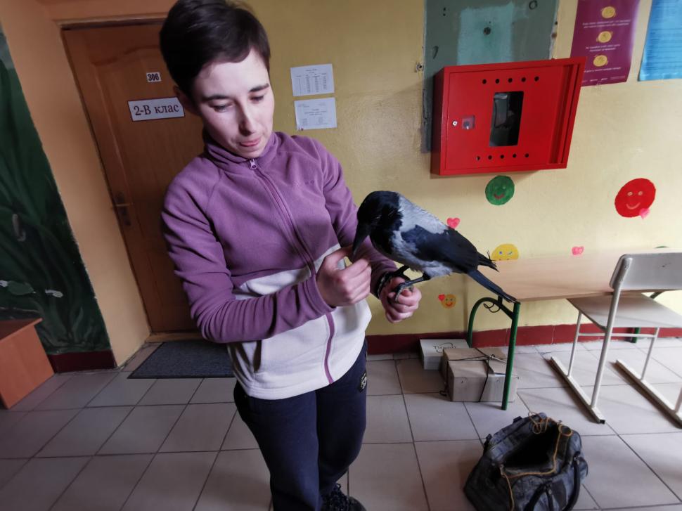 O femeie din Irpin a fugit din calea bombardamentelor cu 5 pisici, un corb şi un porumbel: "Nu puteam să le las să moară" 755797