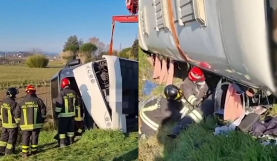 Un autocar cu 25 de ucraineni s-a răsturnat în Italia. O mamă a doi copii a murit