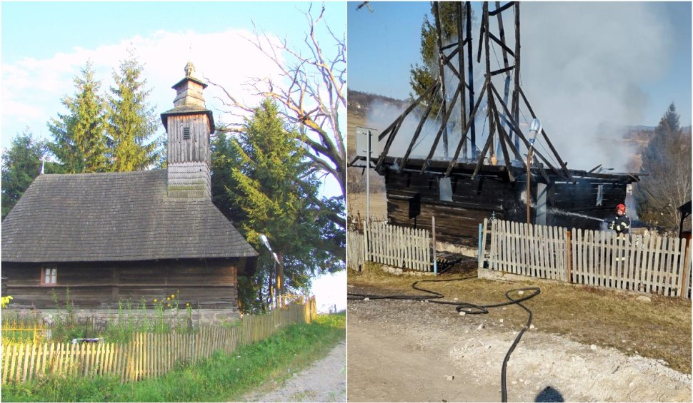 O biserică din lemn, construită în 1724, a ars într-un incendiu