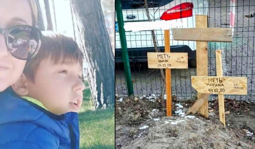 Marina și fiul ei, Ivan, au fost uciși de ruși chiar când încercau să se salveze. Au fost înmormântați în curtea blocului în care au locuit, din Irpin 756095