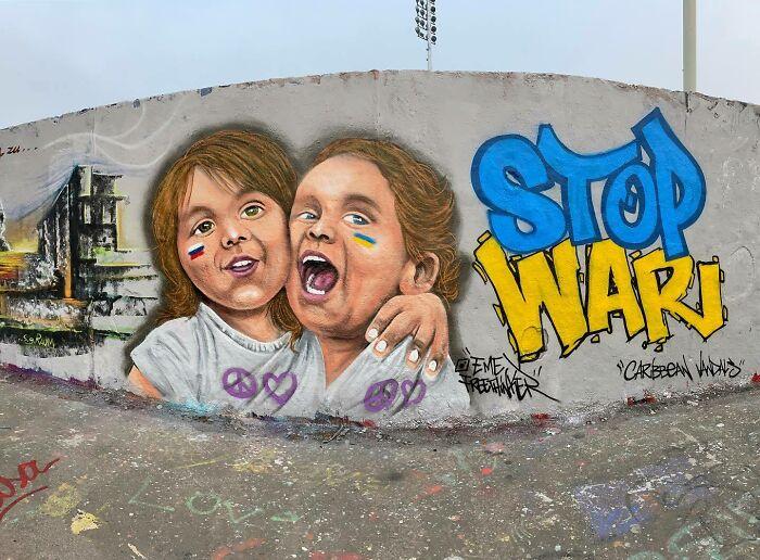 Artiștii stradali susțin Ucraina | Mesaje de pace ilustrate pe zidurile din întreaga lume 756765