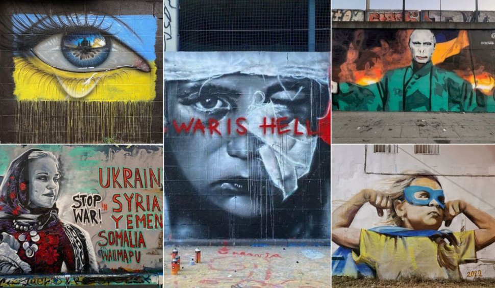 Artiștii stradali susțin Ucraina | Mesaje de pace ilustrate pe zidurile din întreaga lume