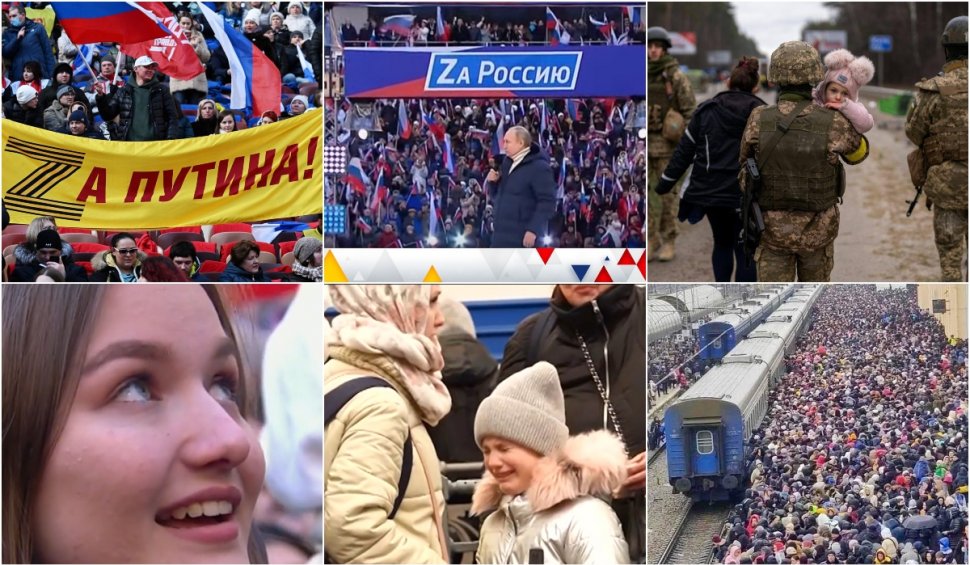 Zeci de mii de ruşi sărbătoresc pe stadion cei 8 ani de la anexarea Crimeei | Teroarea şi bombardamentele continuă în Ucraina