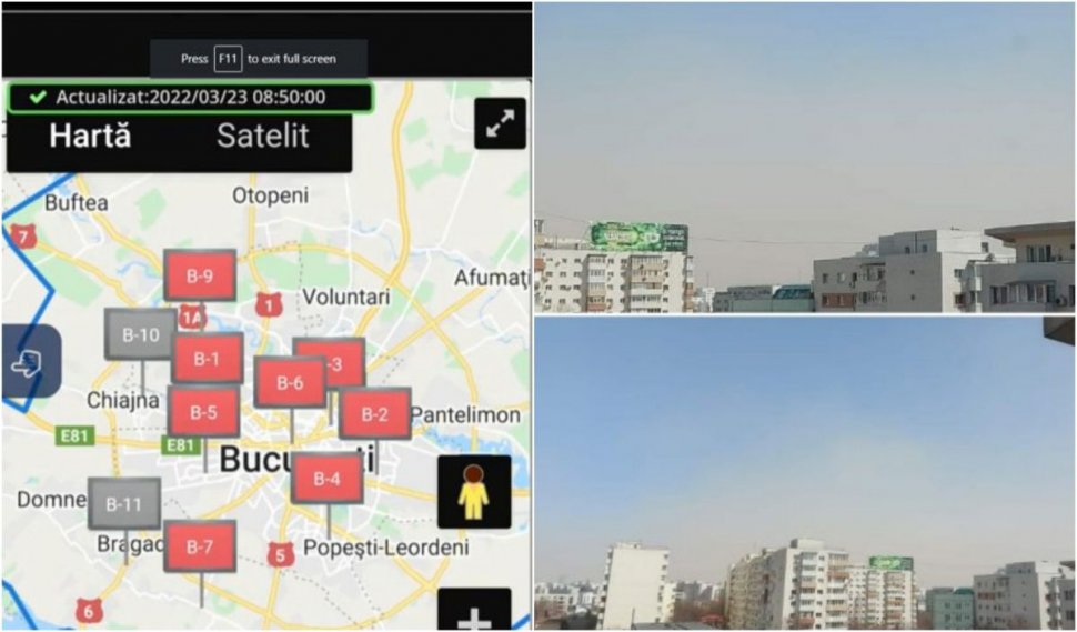 Poluare extremă în Bucureşti | Toți senzorii au valori marcate cu roșu