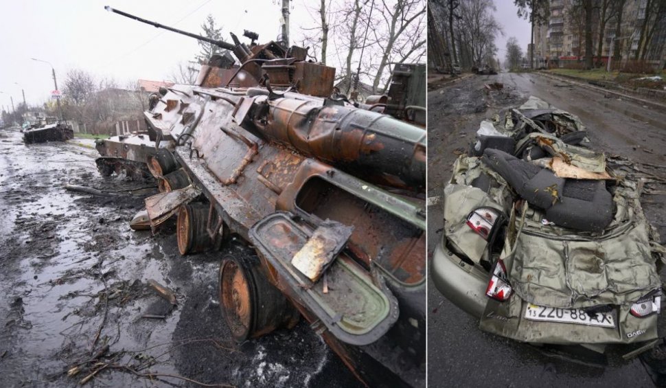 Masacrul din Bucha | Tancurile rusești au trecut peste mașini în care se aflau civili: "Am văzut mașini cu oameni care ardeau înăuntru"