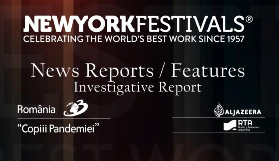 Antena 3, cinci nominalizări la New York Festivals World Best Television & Film 760288