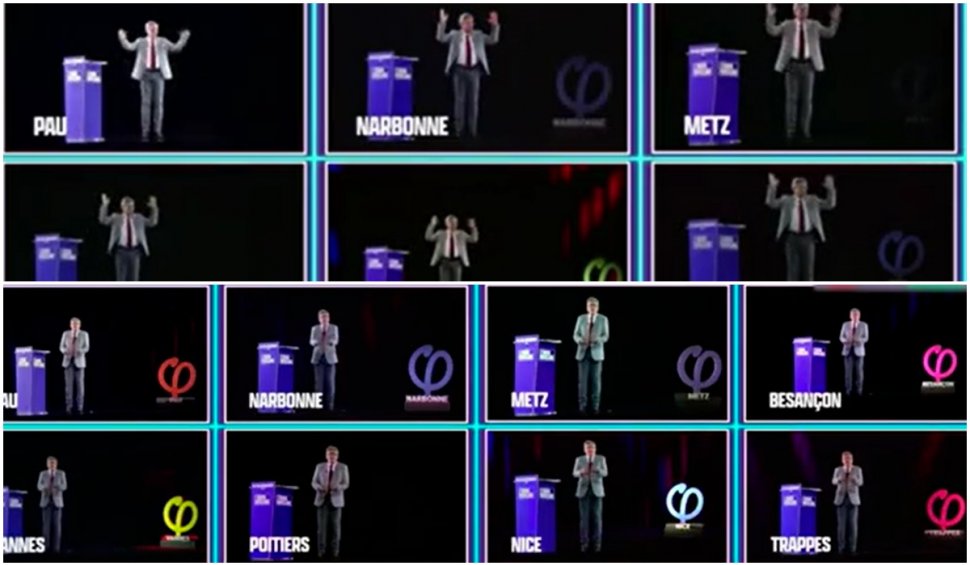 Campanie electorală SF, în Franţa: Un candidat s-a multiplicat cu ajutorul hologramelor şi a ţinut discursuri în 11 oraşe simultan